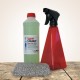Reinigungsset klein rot: HARell Bio-Cleaner Universalreiniger Konzentrat  500 ml, Sprühflasche rot und Spezialschwamm